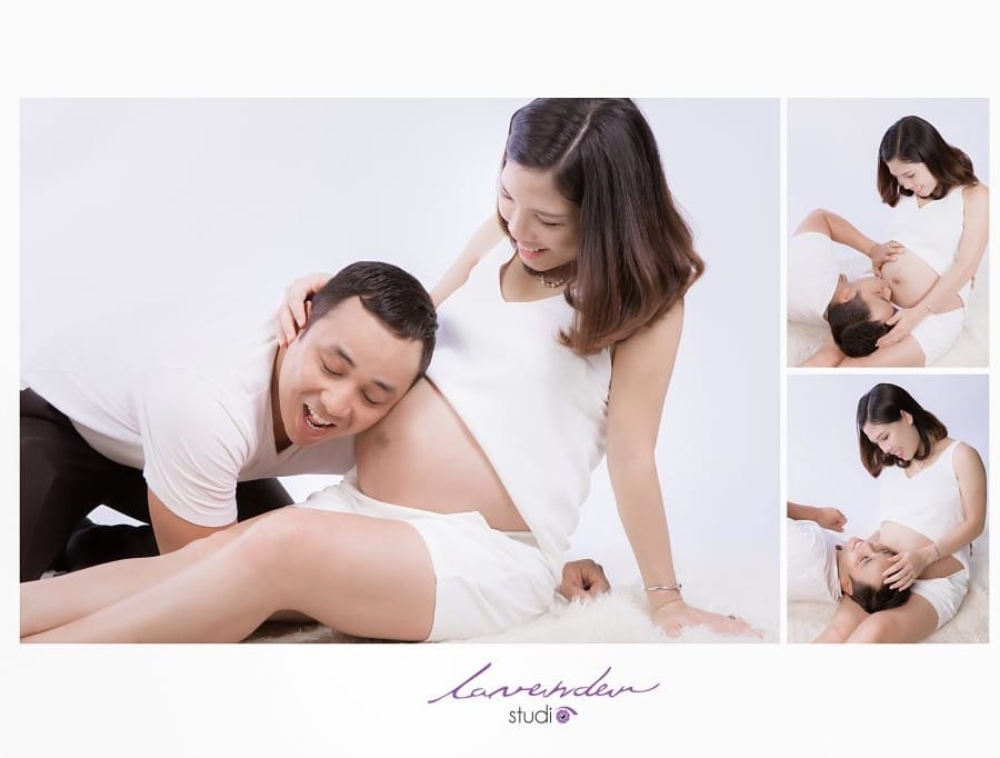 Cách pose dáng chụp ảnh bầu cho các cặp vợ chồng dễ thương tại Lavender